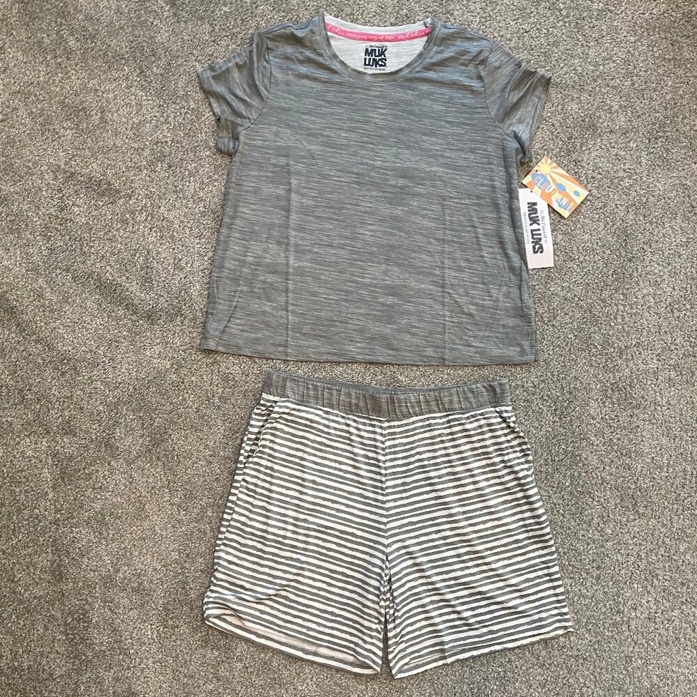 MUK LUKS Petite Cloud Knit Short & Tee PJ Set